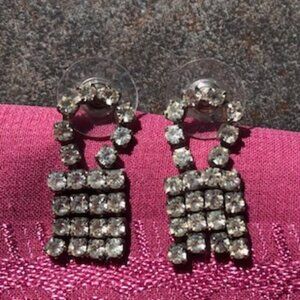 Vintage Rhinestone Dangling Earrings Pierced Complementary Necklace Also Listed